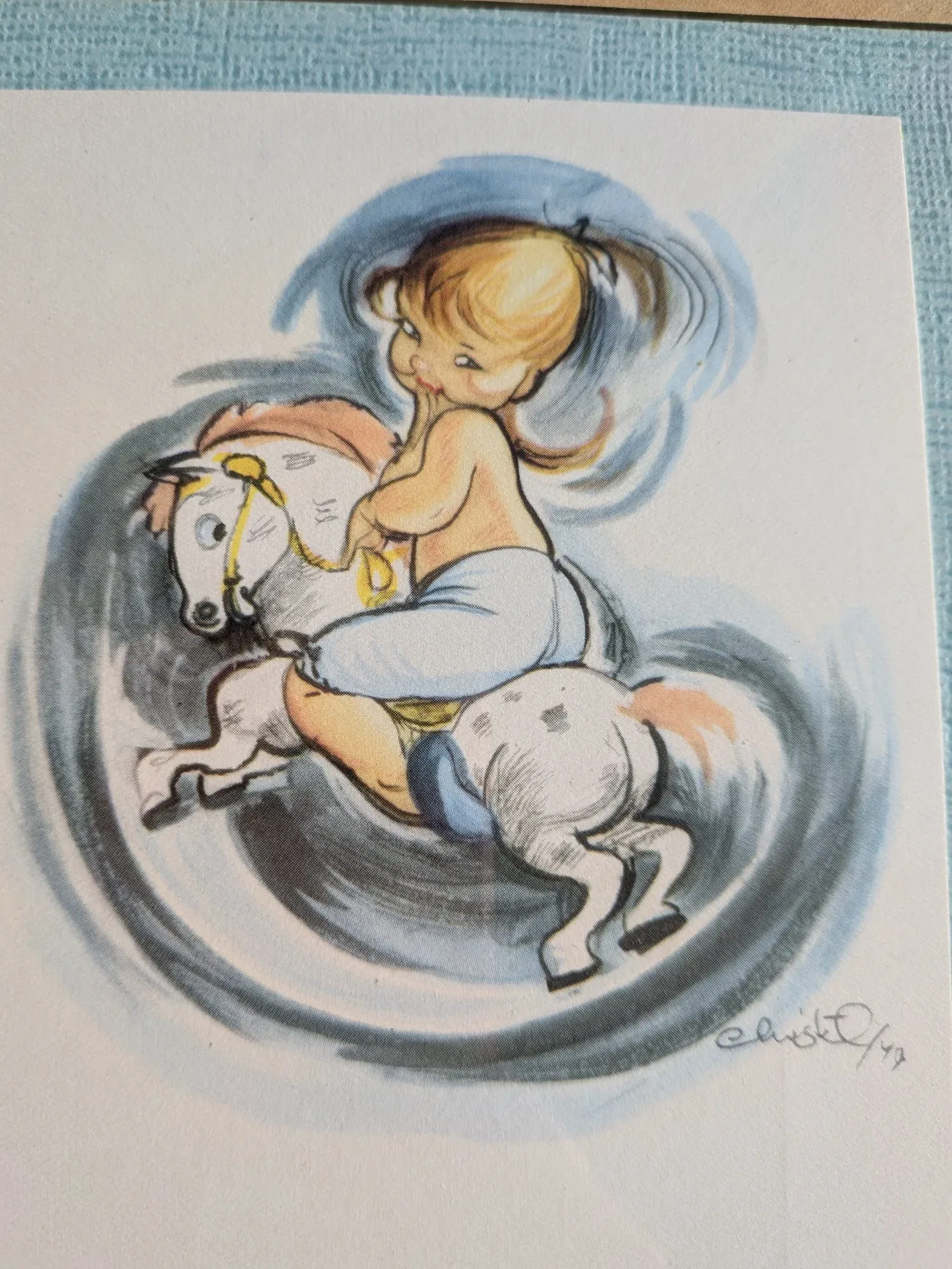 Vintage Christel Drost Illustrationer – Set om Två Barnmotiv från 1969 - Bild 5