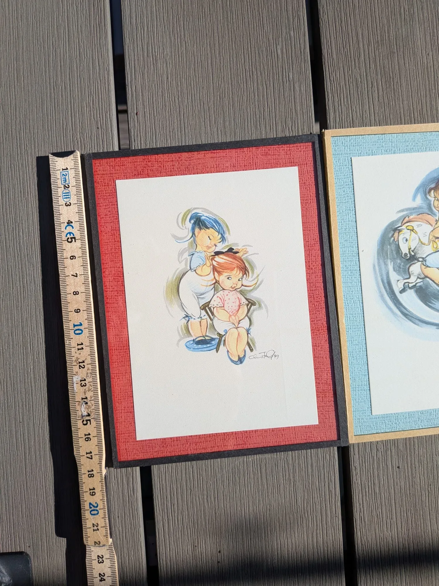 Vintage Christel Drost Illustrationer – Set om Två Barnmotiv från 1969 - Bild 2