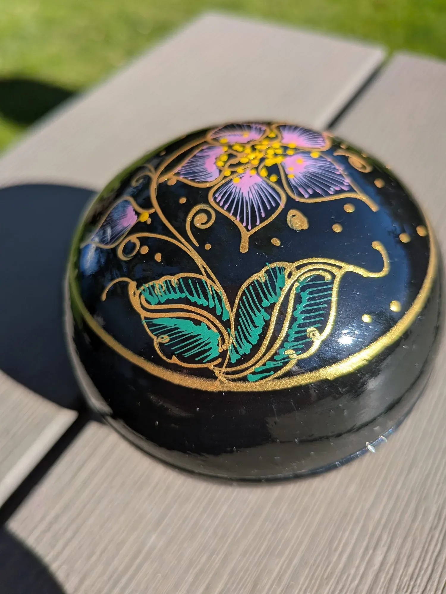 Vintage Lackerad Smyckesask med Handmålat Blomstermotiv & Doftblomma - Bild 10