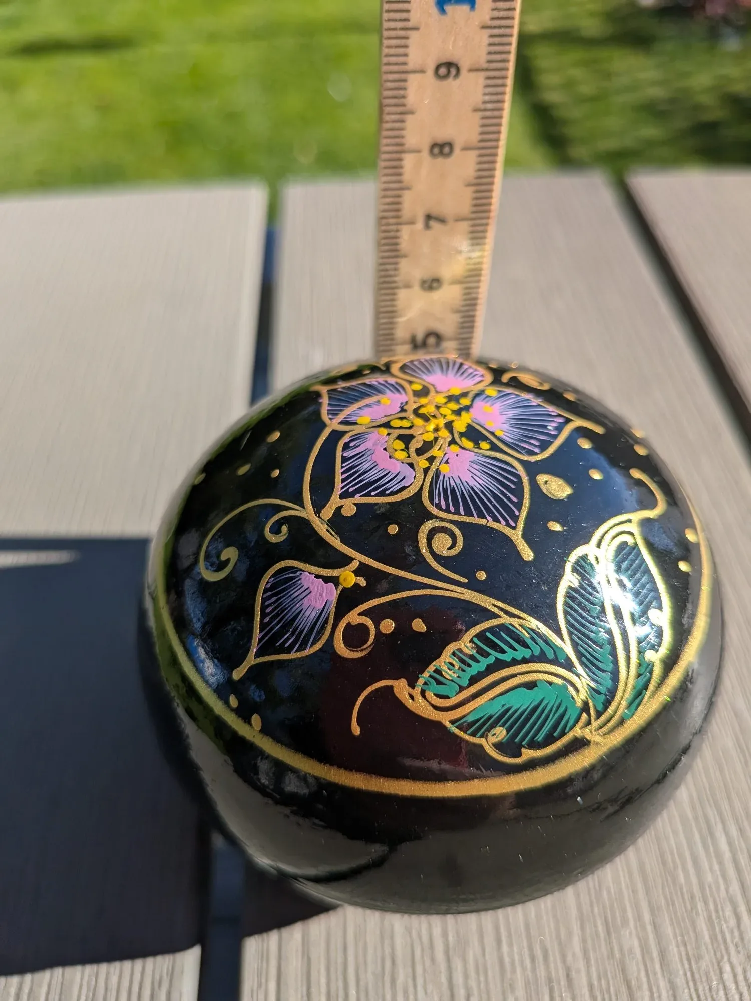 Vintage Lackerad Smyckesask med Handmålat Blomstermotiv & Doftblomma - Bild 8