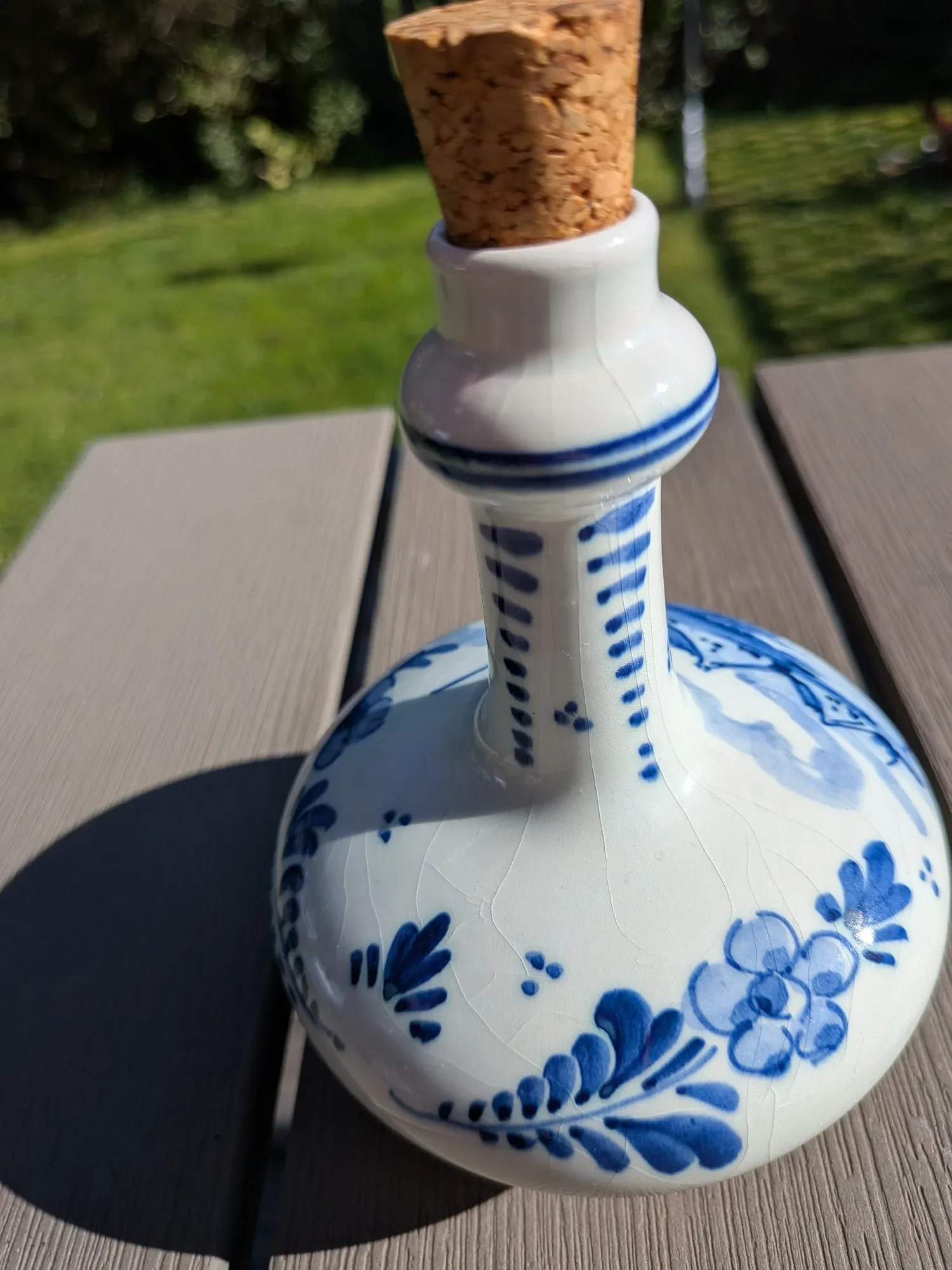 Delft Blue Ceramic Bottle with Cork, Holland - Image 5