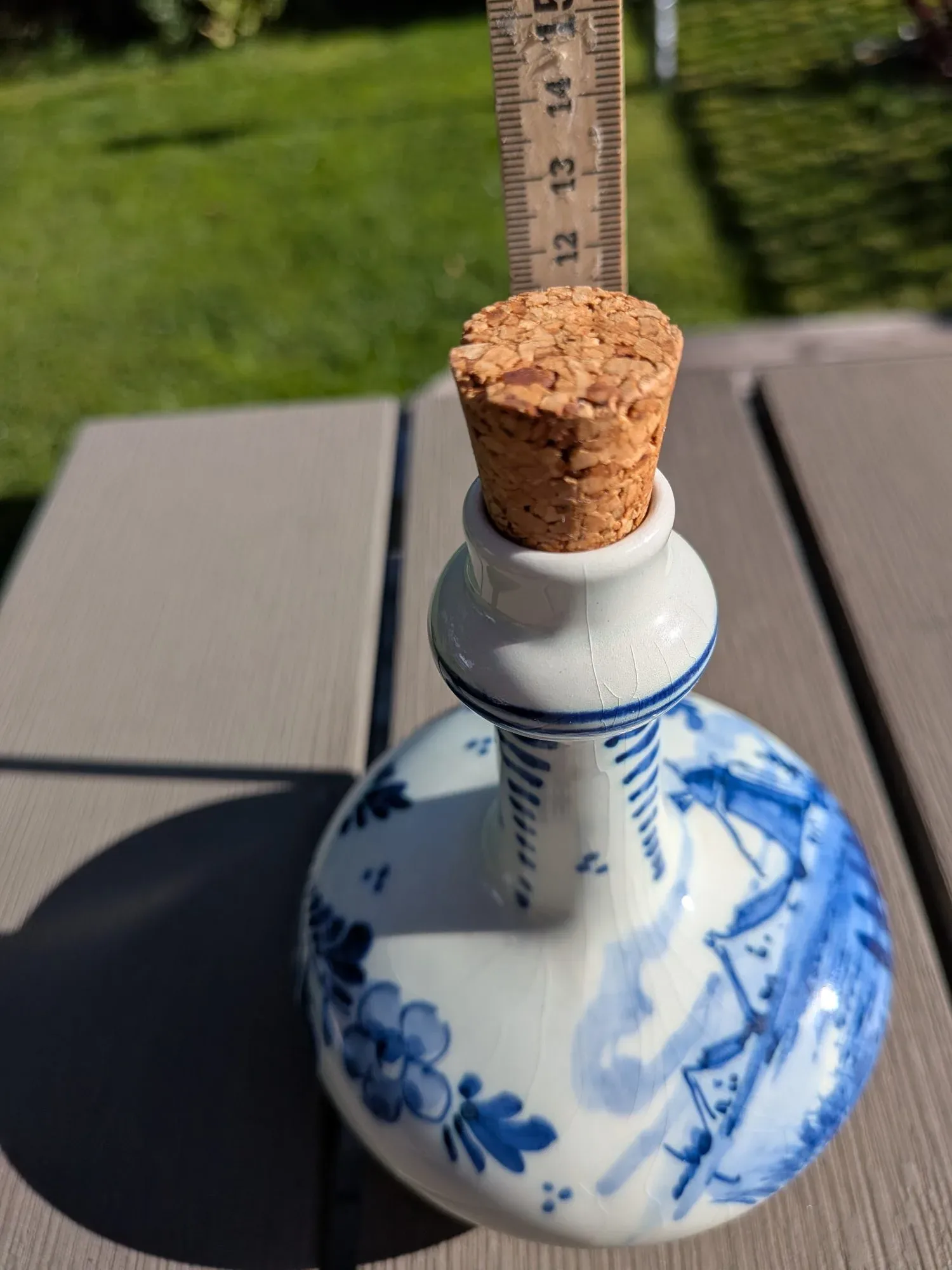 Delft Blue Ceramic Bottle with Cork, Holland - Image 4