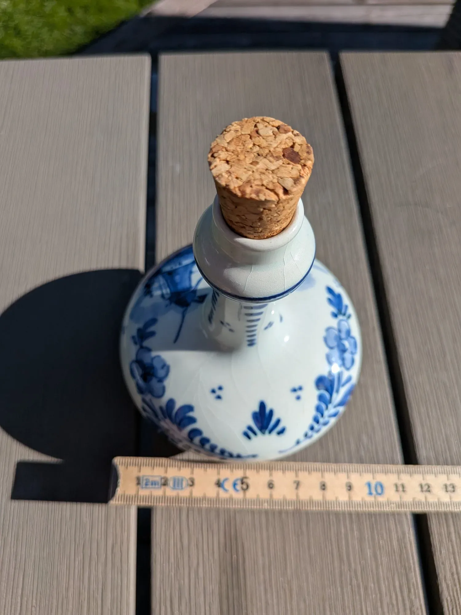 Delft Blue Ceramic Bottle with Cork, Holland - Image 3