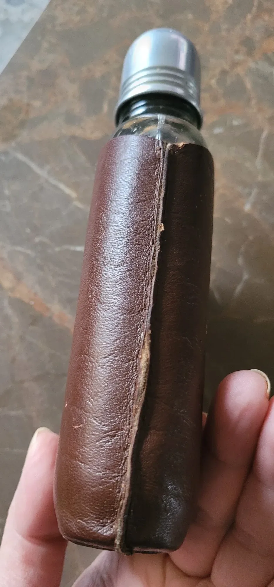 Vintage Plunta i Glas med Avtagbart Läderfodral - Bild 4