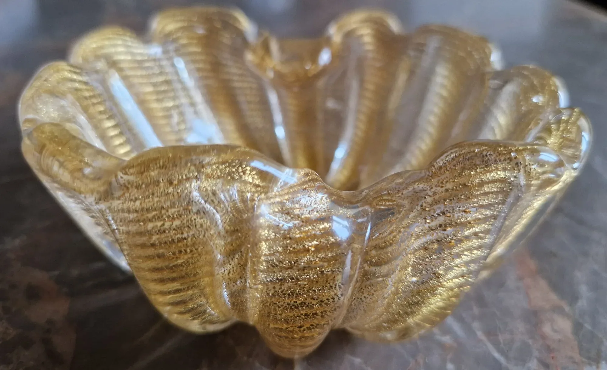 Murano Glasskål med Guldinlägg – Vintage Eleganse - Bild 2