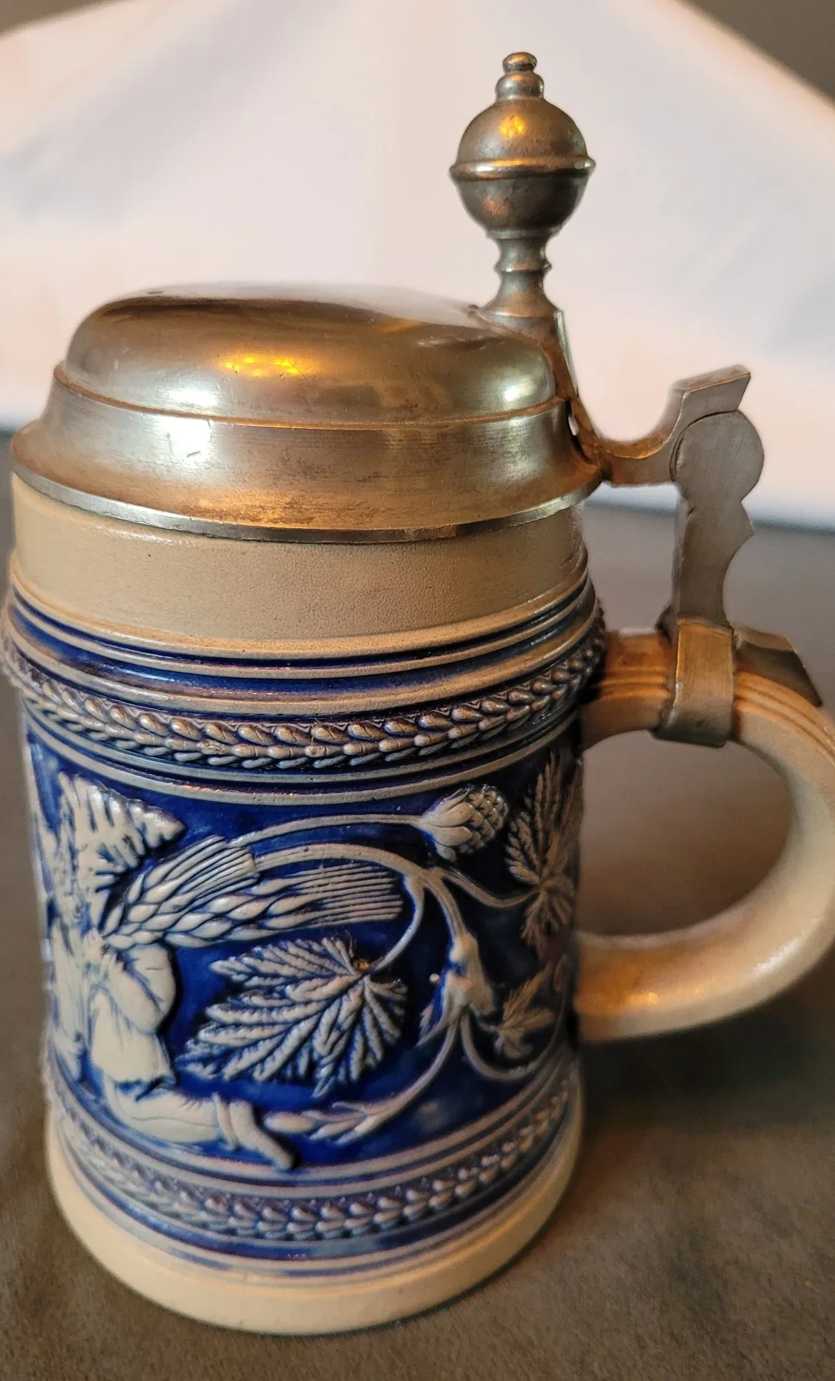 Par Tyska Vintage Ölsejdlar i Keramik med Tennlock - Bild 6