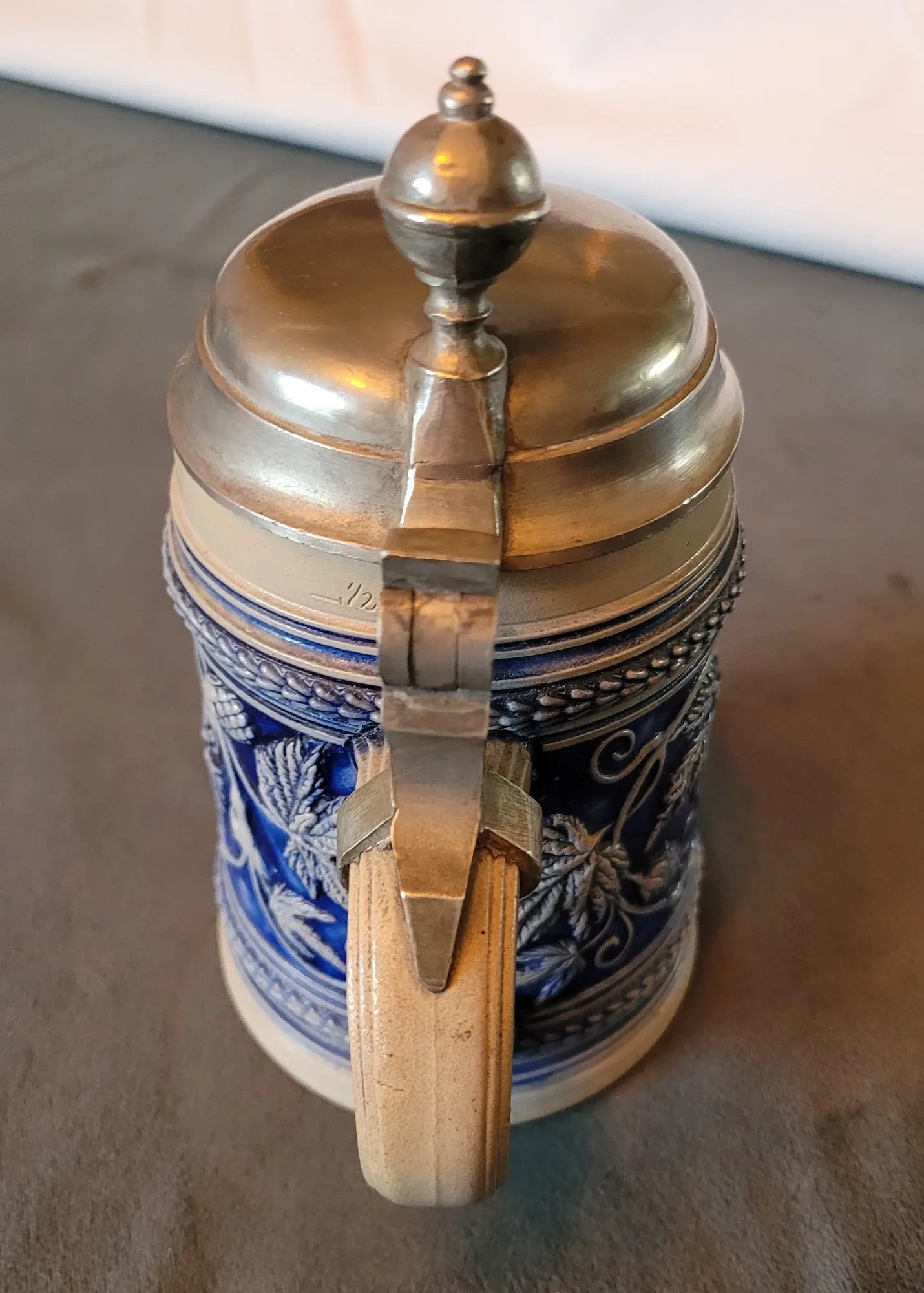 Par Tyska Vintage Ölsejdlar i Keramik med Tennlock - Bild 5