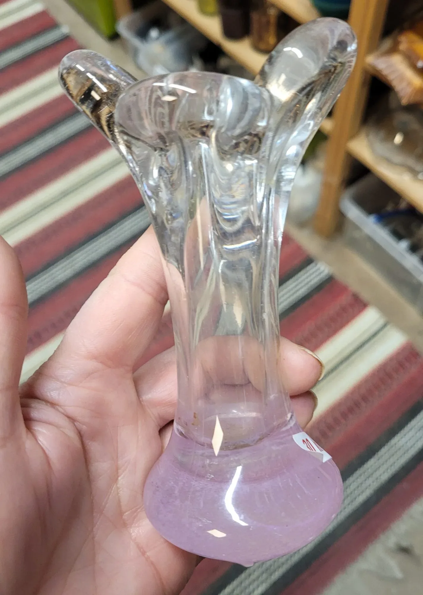 Vintage Glasobjekt med Lila Fot, Blommande Design - Bild 5