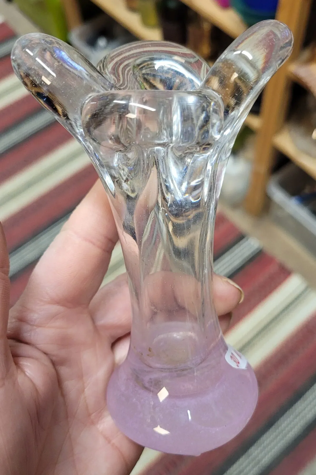 Vintage Glasobjekt med Lila Fot, Blommande Design - Bild 4