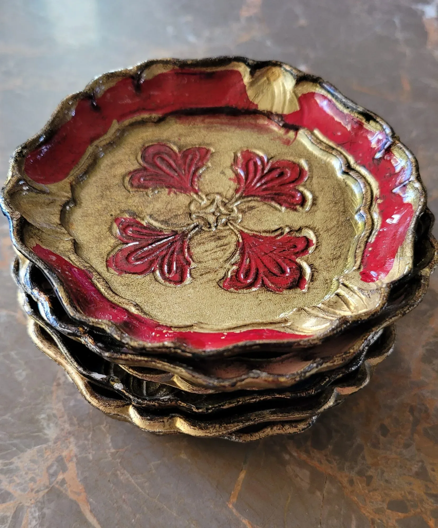 Vintage Underlägg / Coasters, Set om 6 Färggranna - Bild 4