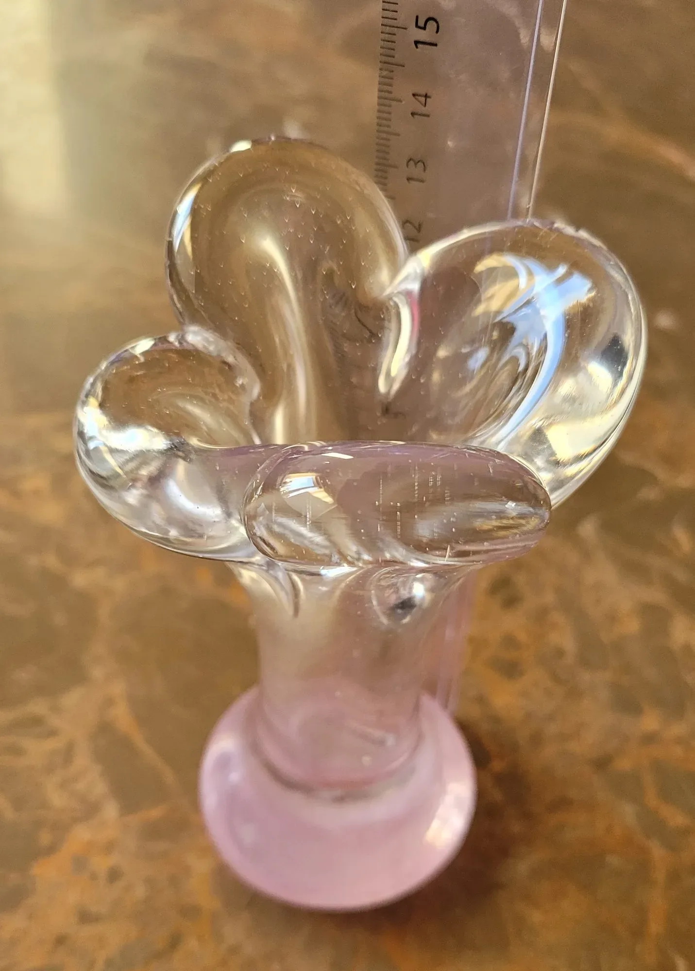 Vintage Glasobjekt med Lila Fot, Blommande Design - Bild 2