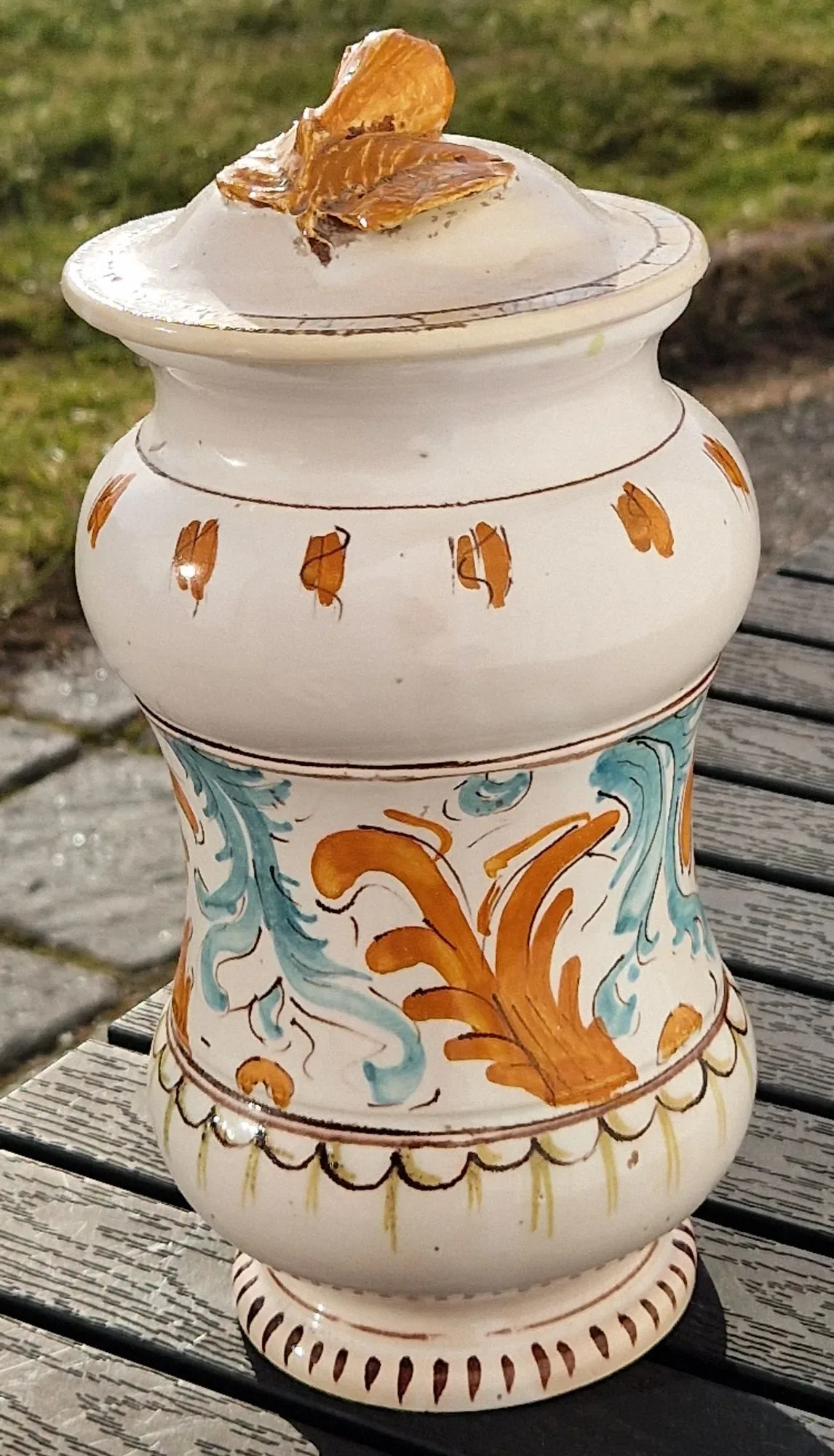Vintage Handmålad Keramikburk med Lock - Bild 3