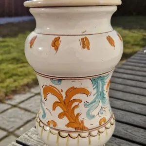 Vintage Handmålad Keramikburk med Lock