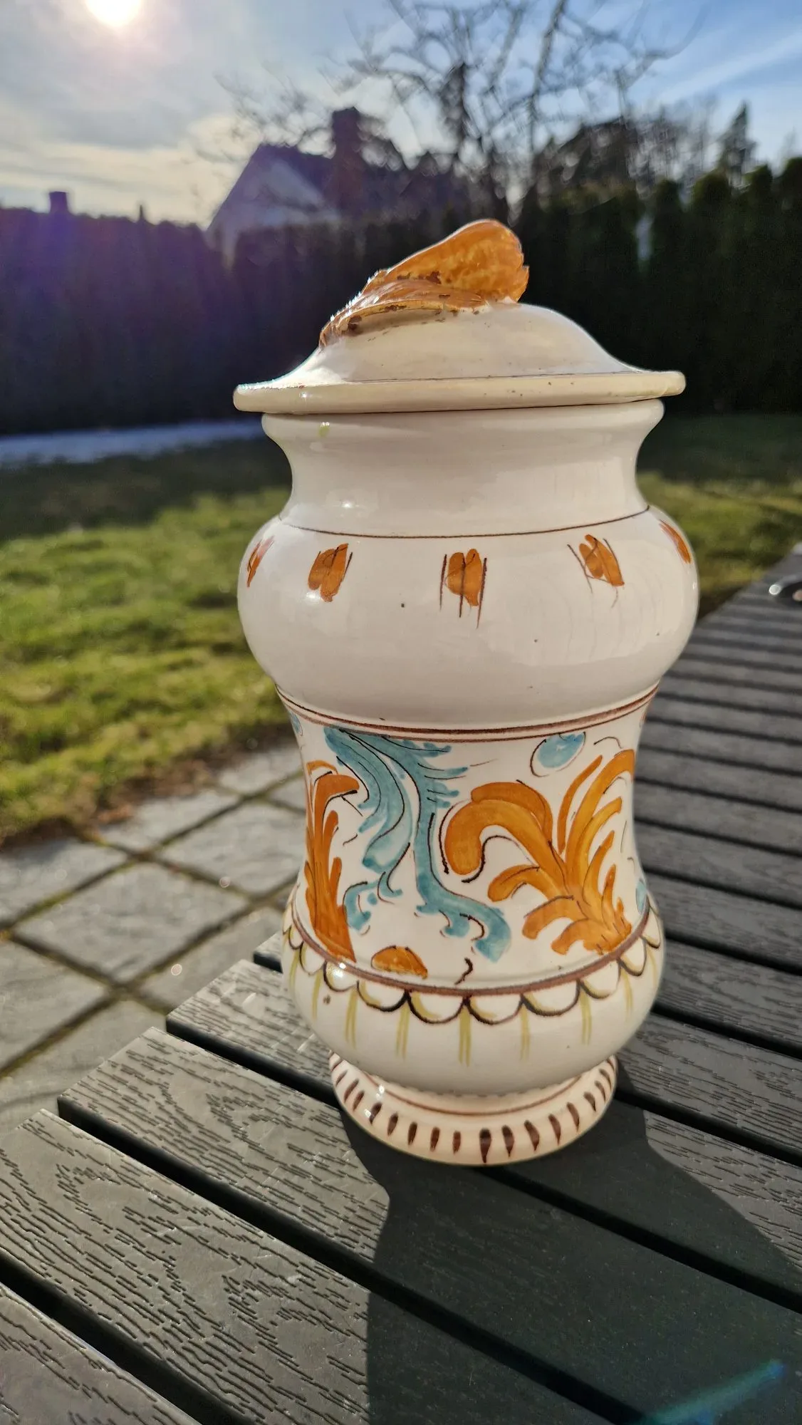 Vintage Handmålad Keramikburk med Lock - Bild 2