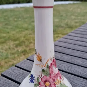 Vintage Handmålad Ljusstake i Keramik från Portugal, Blomdekor