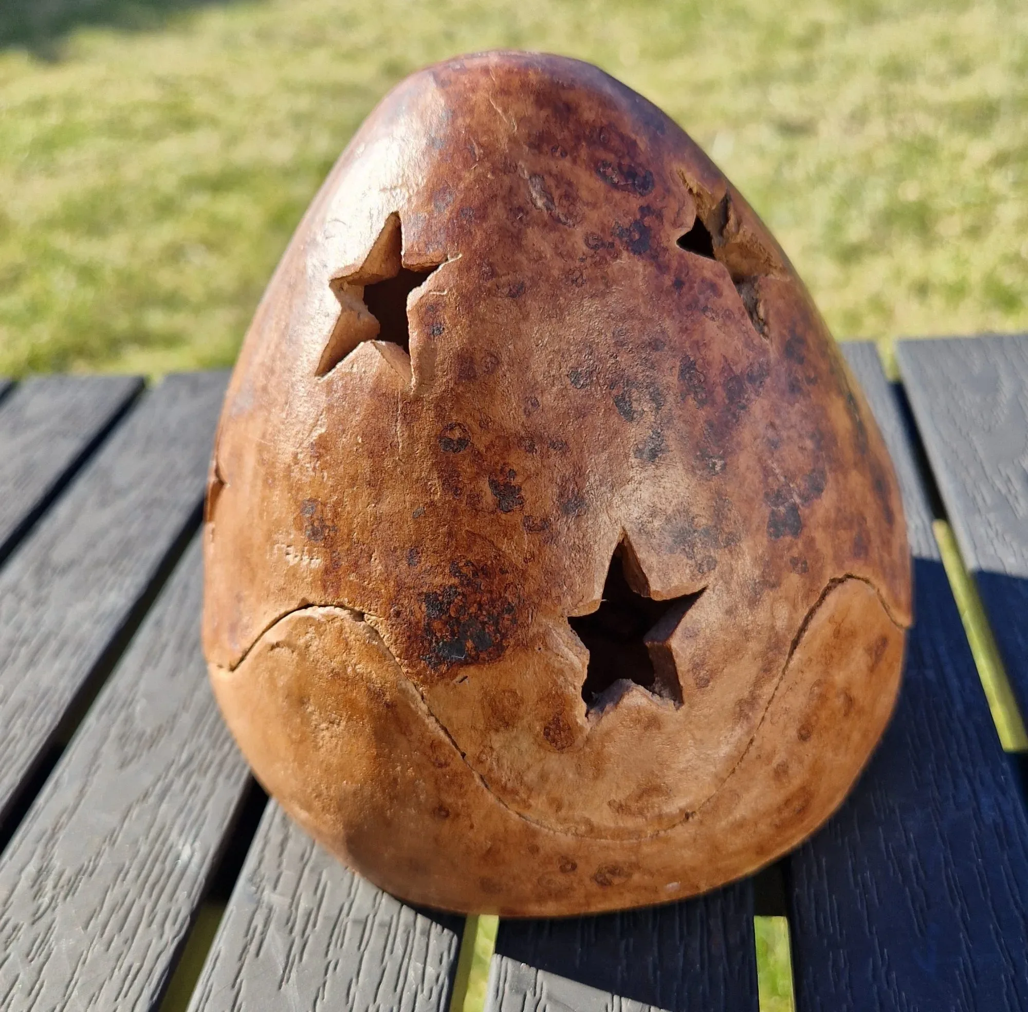 Rustic Gourd Lantern with Star Cutouts - Image 5