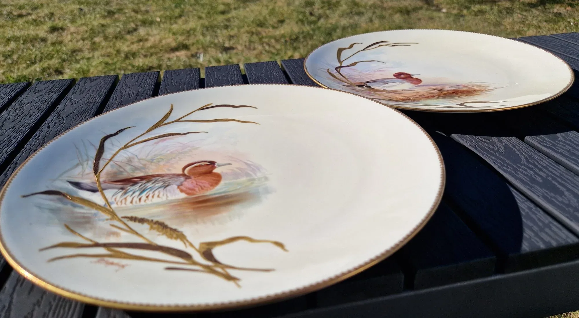 Antique Decorative Plates, Edwin J.D. Bodley, Hand-Painted Ducks (Pair) - Image 2