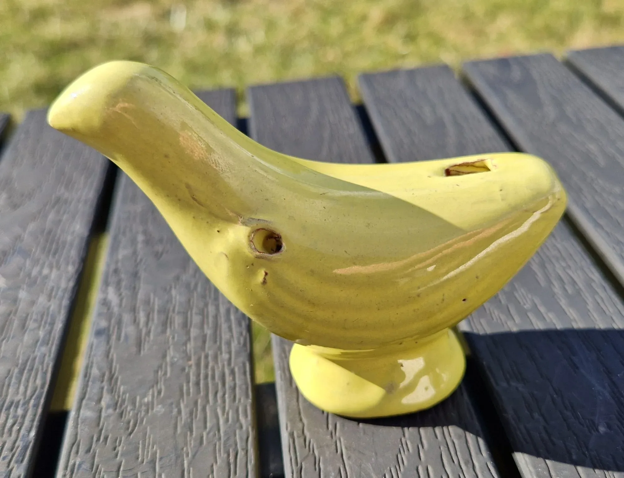 Vintage Keramikfågel Vattenvissla – Solgul Charm - Bild 5
