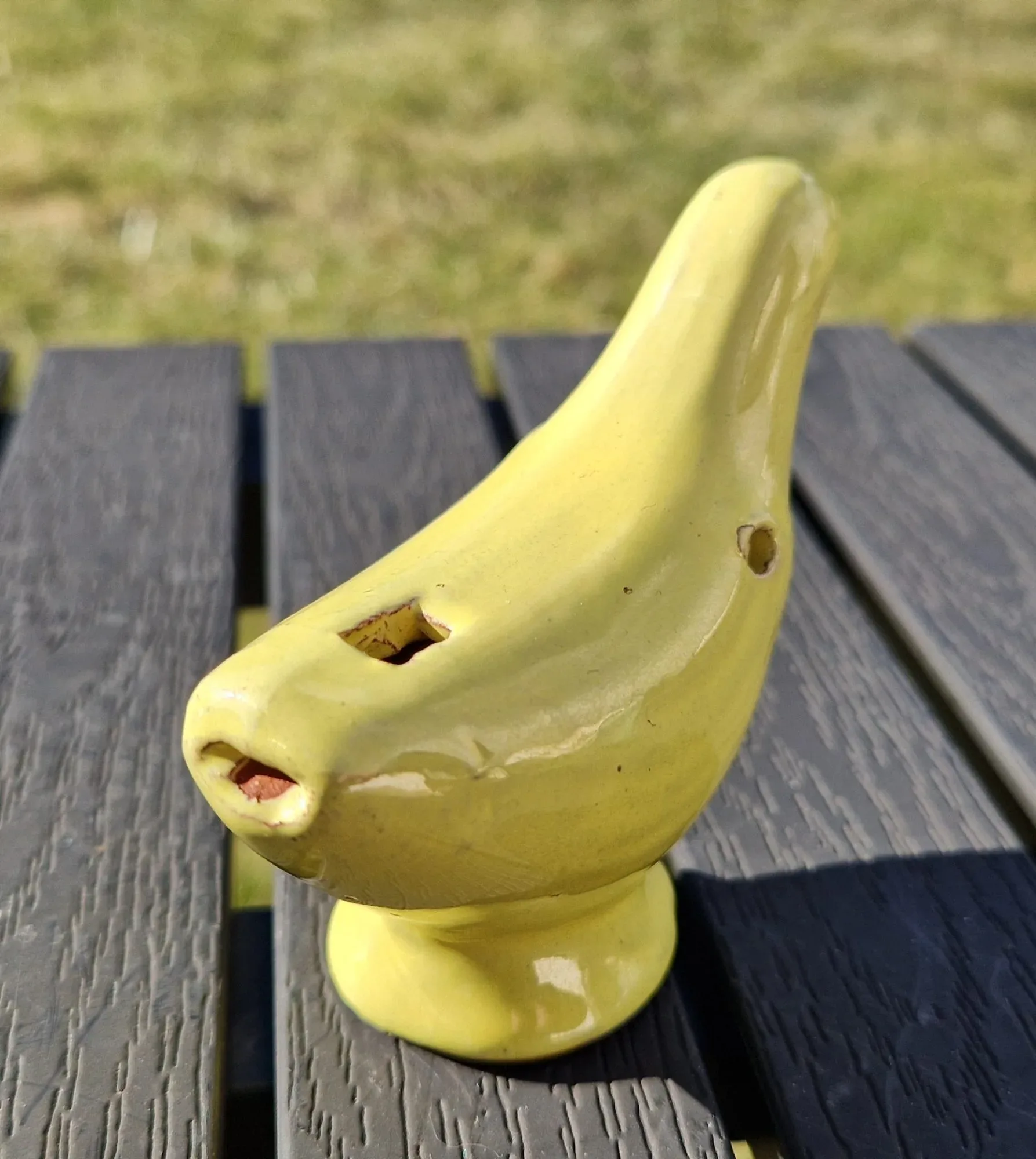 Vintage Keramikfågel Vattenvissla – Solgul Charm - Bild 3