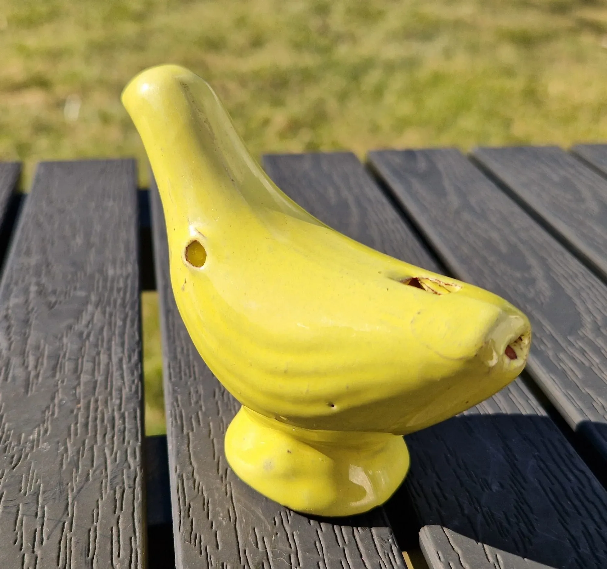 Vintage Keramikfågel Vattenvissla – Solgul Charm - Bild 2
