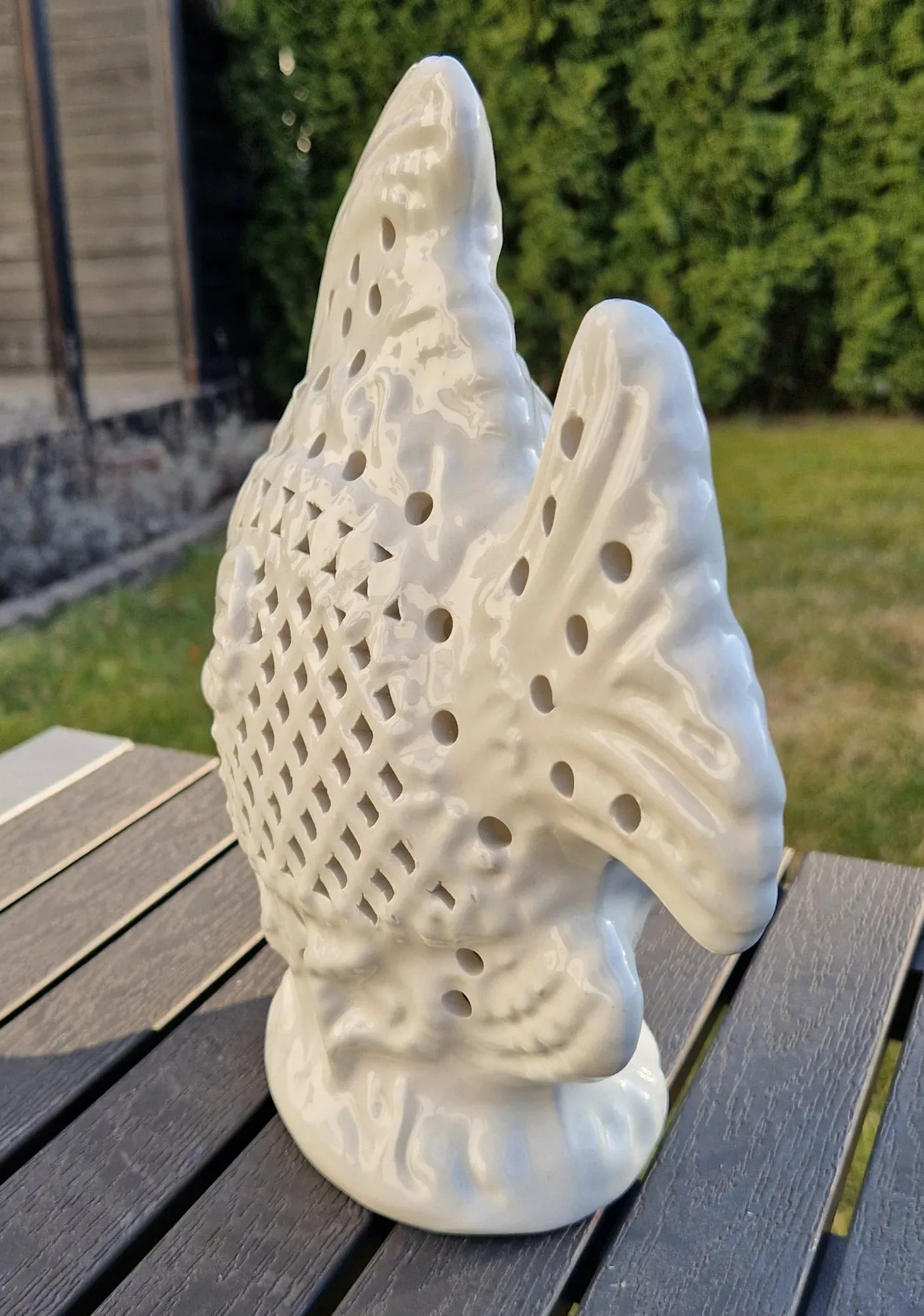 Vintage Fisklampa i Keramik med Genombrutet Mönster - Bild 5