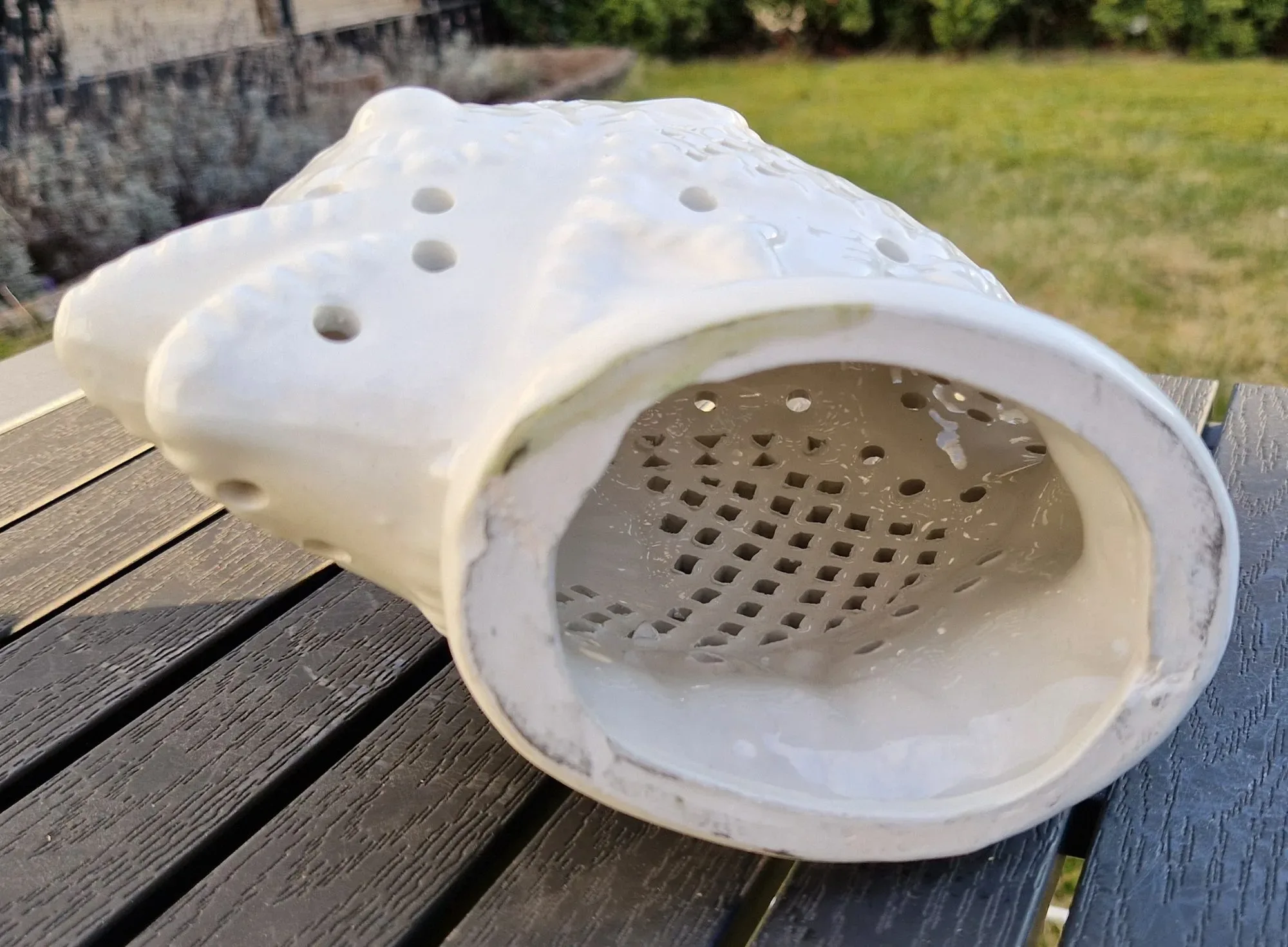 Vintage Fisklampa i Keramik med Genombrutet Mönster - Bild 4
