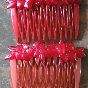 Vintage Hårkammar med Röda Blommor, Buch + Duchmann (2-pack)