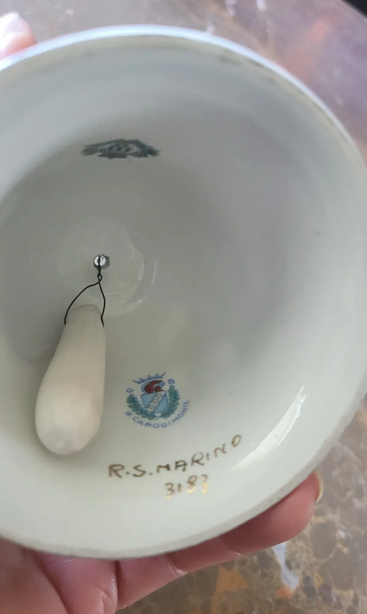 Hand-Painted Capodimonte-Style Porcelain Bell with Cherubs - Image 4