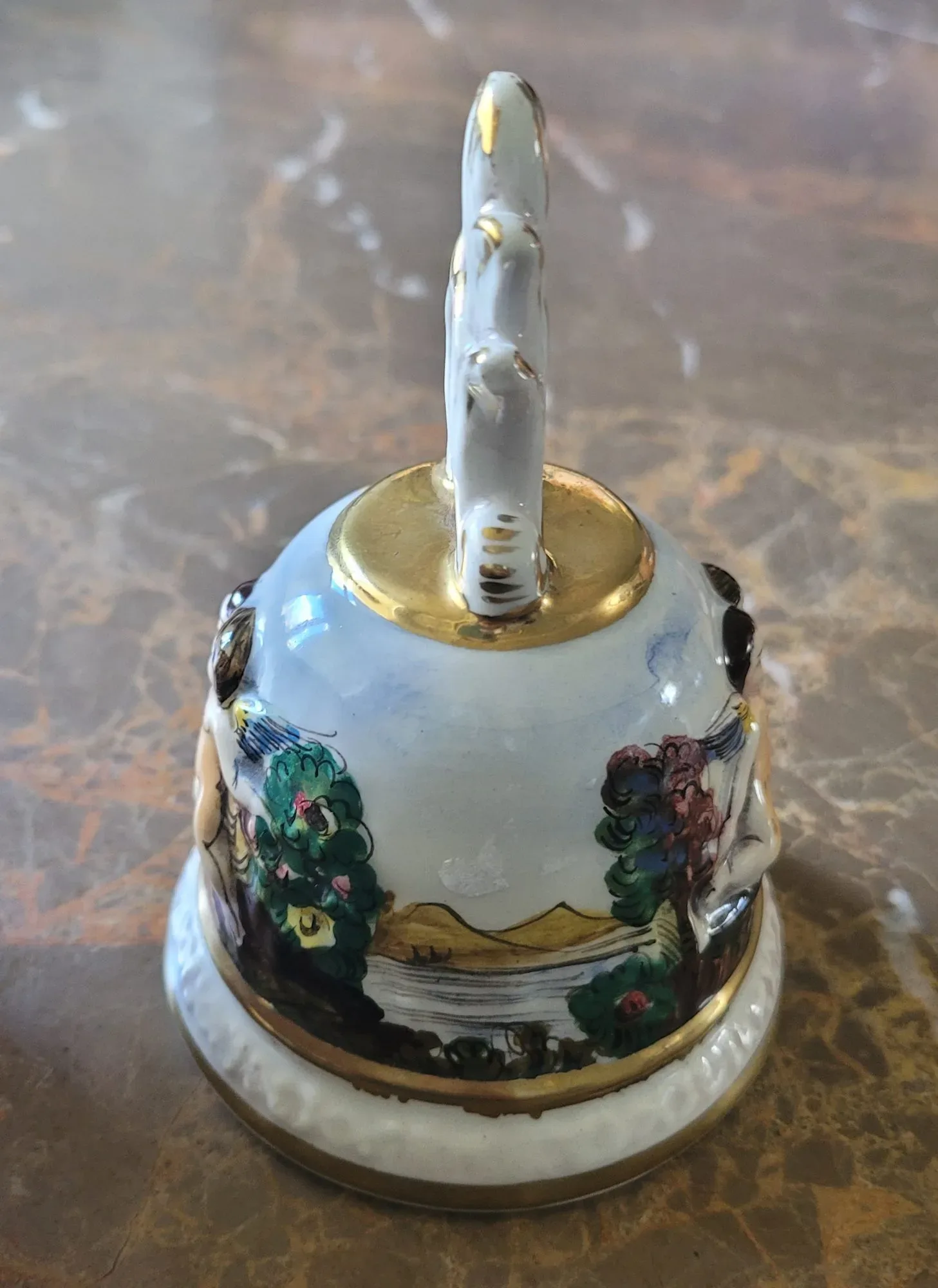 Hand-Painted Capodimonte-Style Porcelain Bell with Cherubs - Image 2