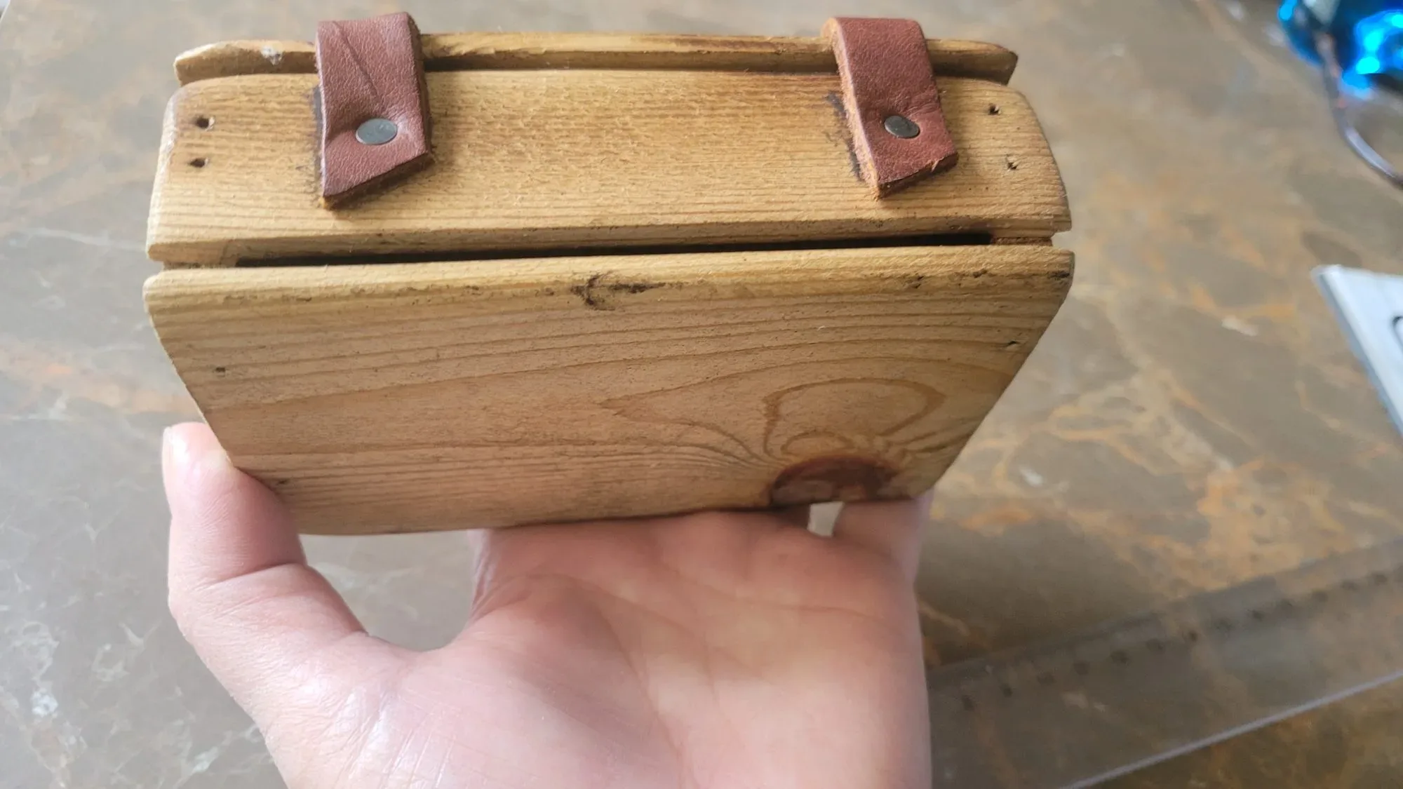 Unique Handmade Wooden Box with Sigtuna Town Hall Motif and Medallion - Image 2