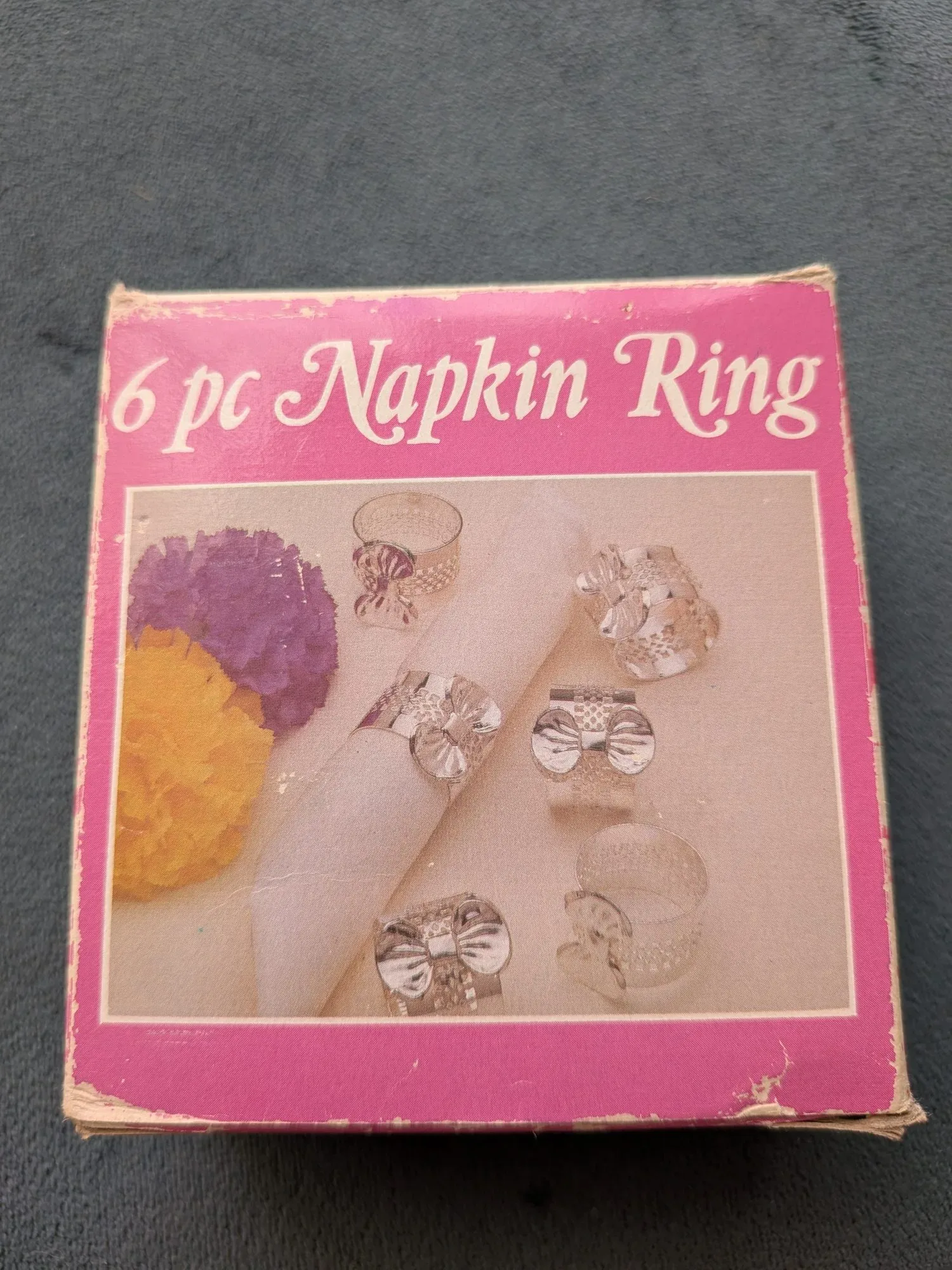 Vintage Servettringar, 6 st, Silverpläterade med Rosett - Bild 6