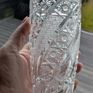Vintage Slipad Kristallvas med Intrikata Mönster