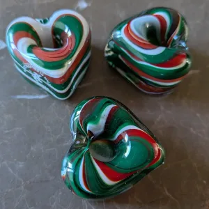 Valletta Glass Hearts – Handmade from Malta, Set of 3