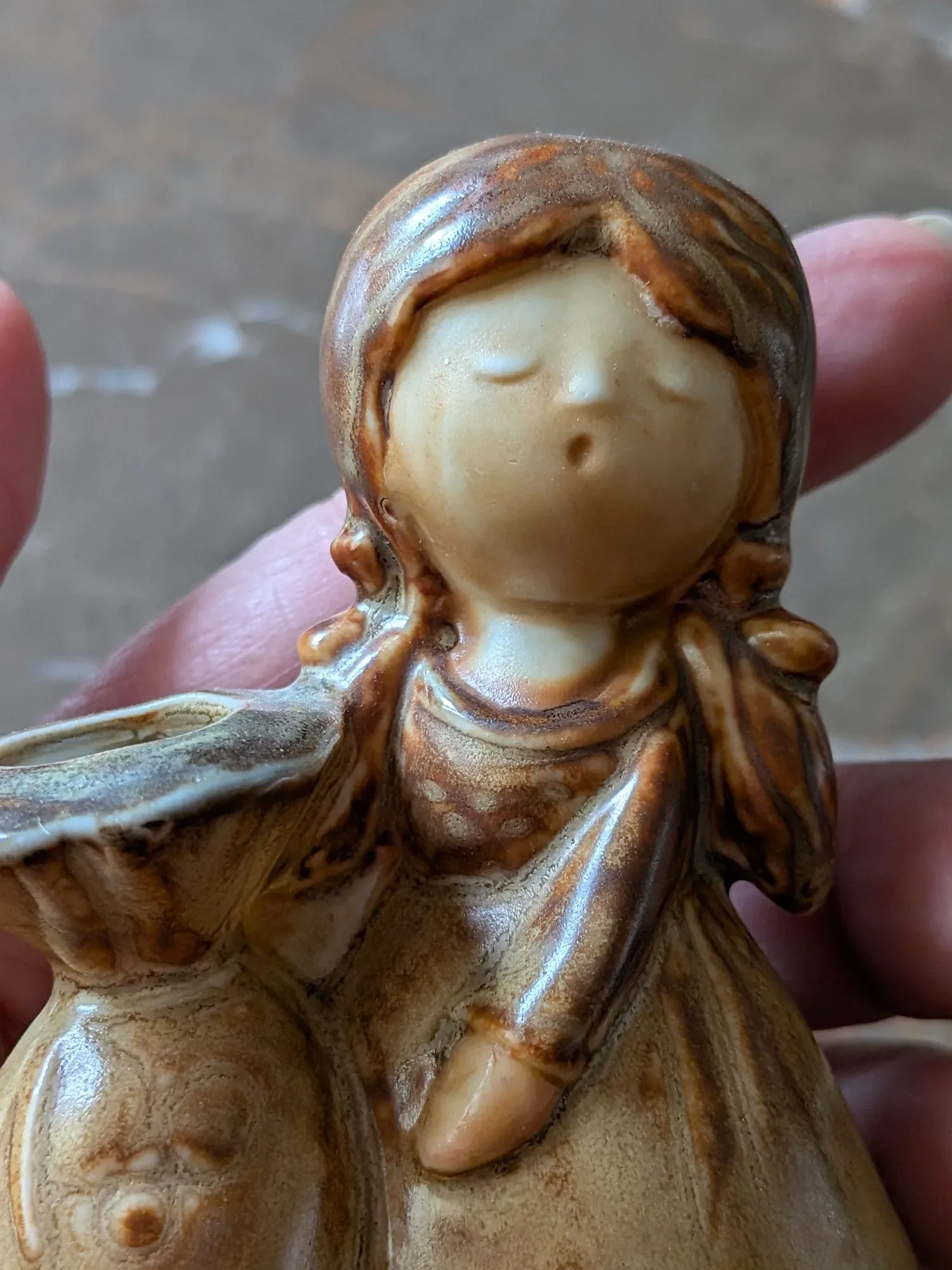 Retro Ceramic Figurine Girl with Holder - Image 4
