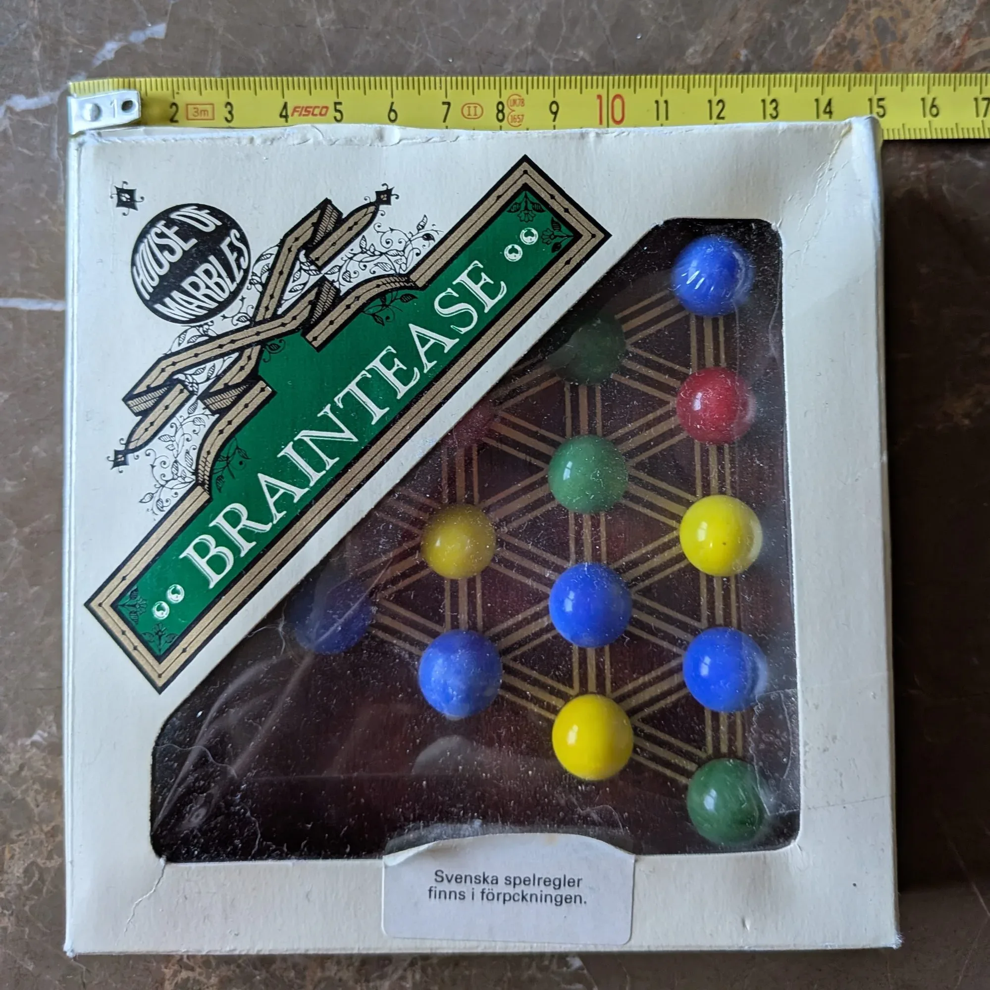 Vintage Braintease Marmorspel – Solitär i Trä