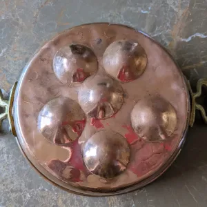 Vintage Koppar Escargotpanna med Mässingshandtag