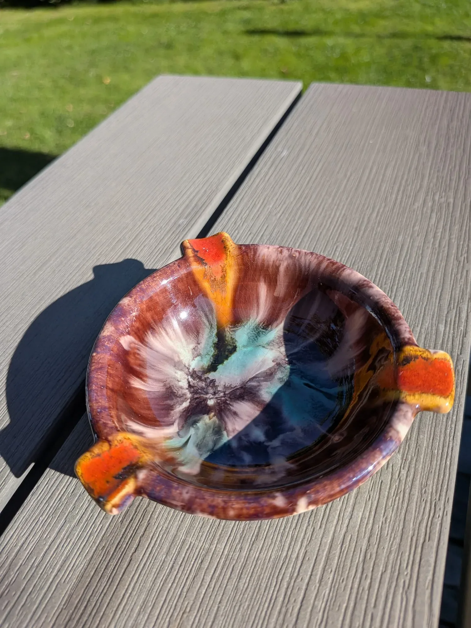 Unikt Vintage Keramikfat med Levande Drip Glaze - Bild 4