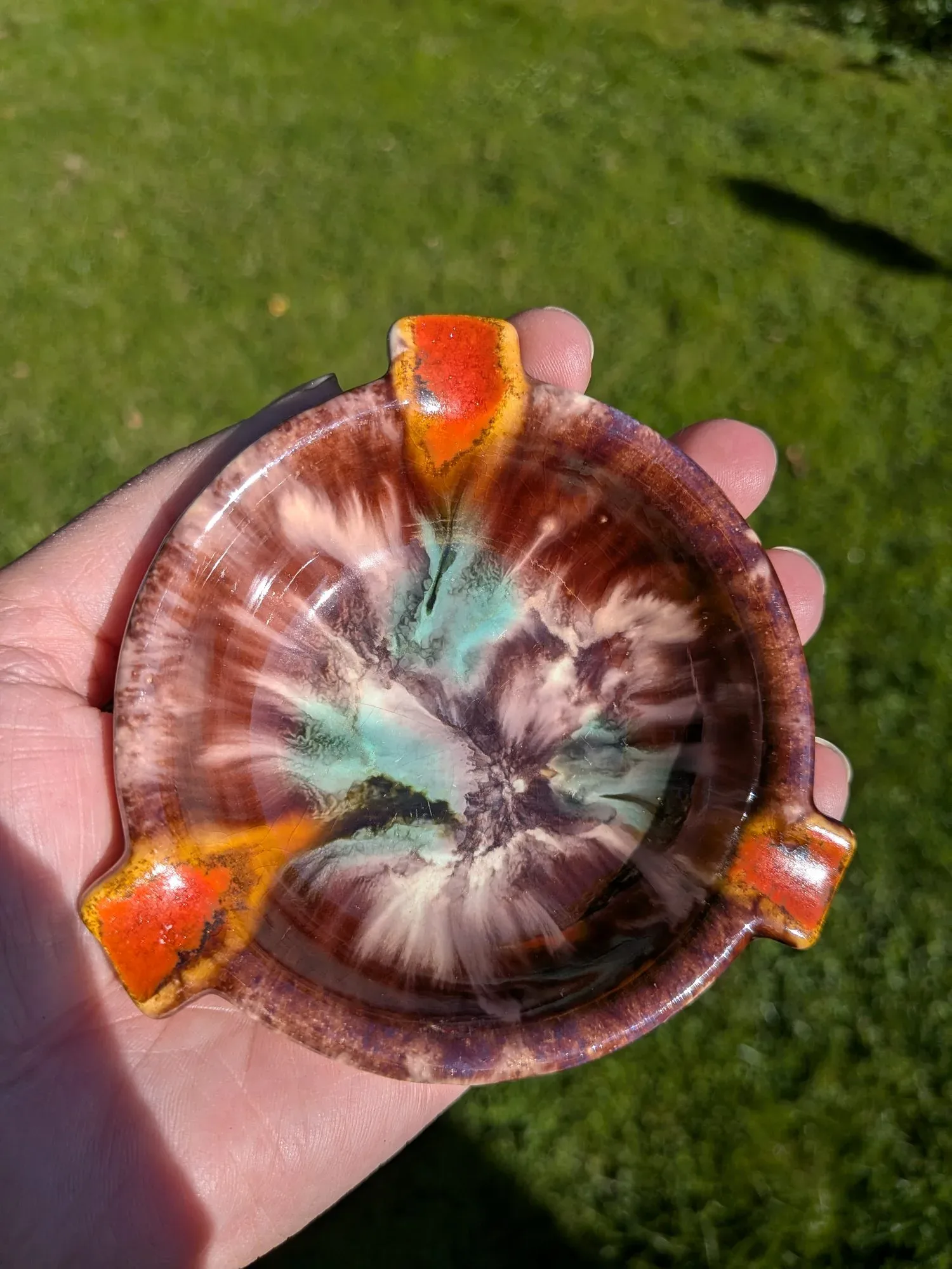 Unikt Vintage Keramikfat med Levande Drip Glaze - Bild 3