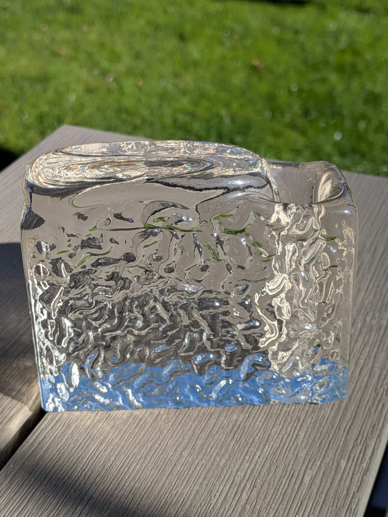Vintage Glasvas 'Isblock' med Unik Textur