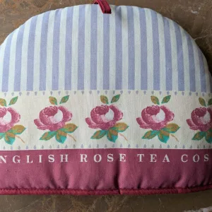 Vintage 'English Rose' Tea Cosy with Roses and Stripes