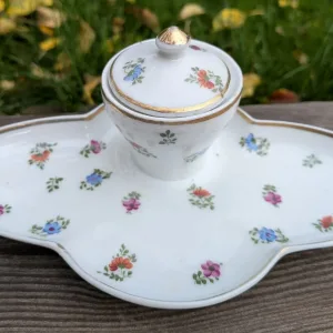 Vackert Bläckställ Porslin - Streublumen & Guldkant - Vintage