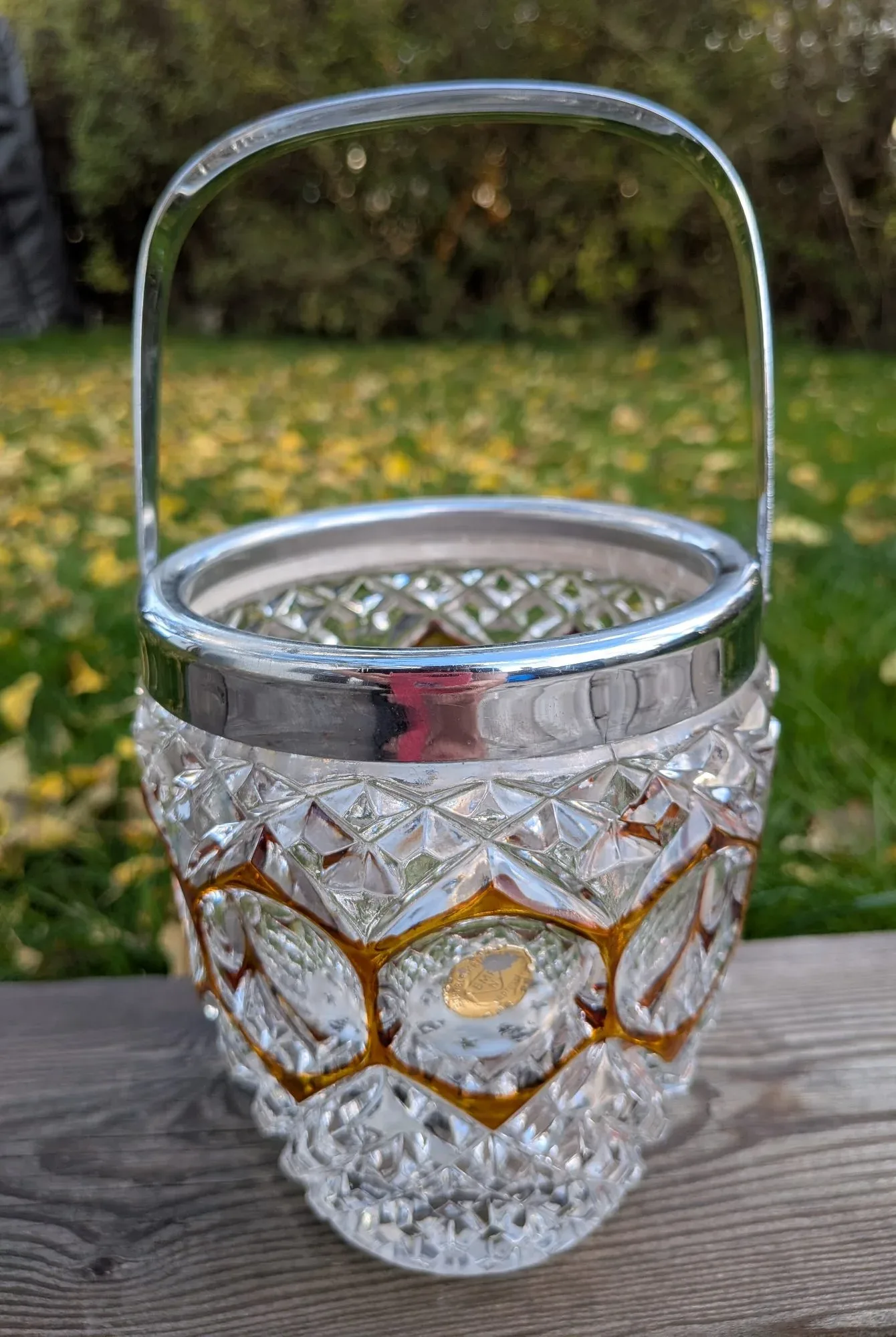 Elegant Cut Glass Ice Bucket with Gold Details, BMF N. Germany