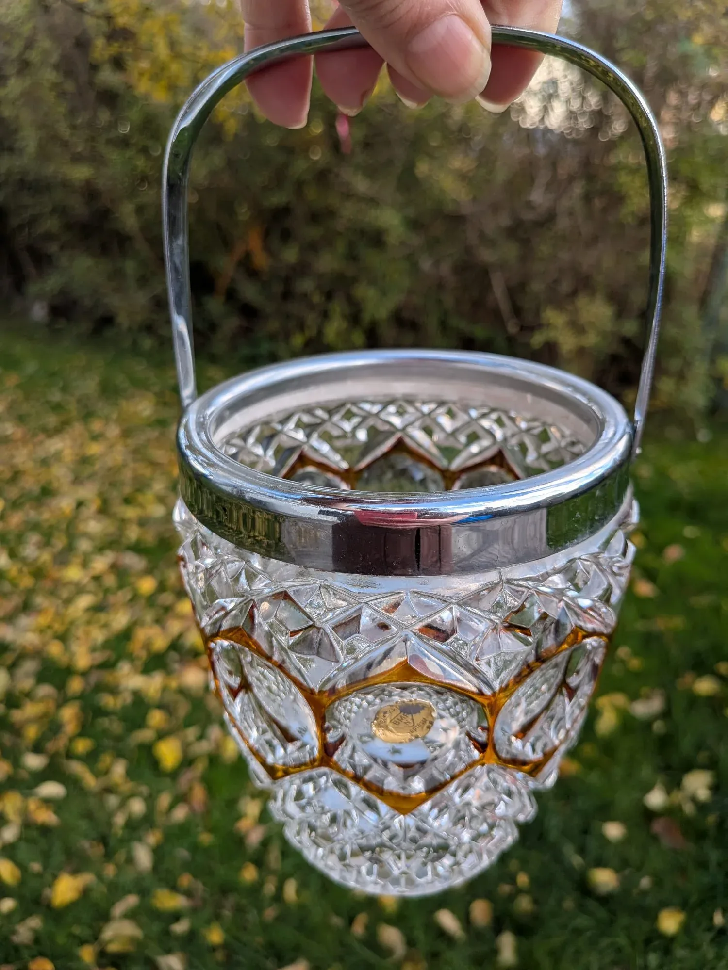 Elegant Cut Glass Ice Bucket with Gold Details, BMF N. Germany - Image 7