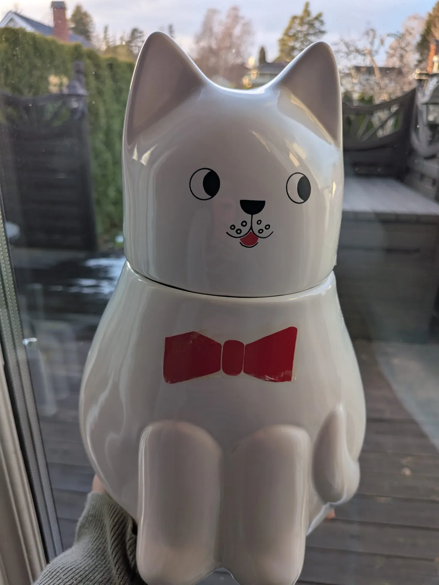 Charmig Keramikburk Katt med Fluga