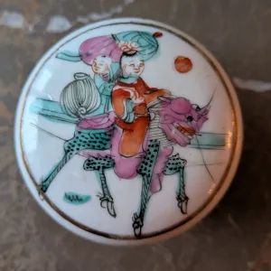 Liten Vintage Porslinsask med Orientaliskt Motiv