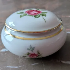 Vintage Porslinsask Bavaria – Rosmönster & Guldkant