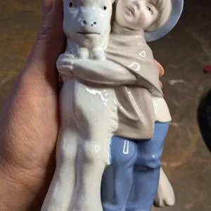 Vintage Porslinsfigur: Barn med Get