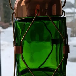 Vintage Gnome Lantern in Copper & Green Glass, Made in Sweden