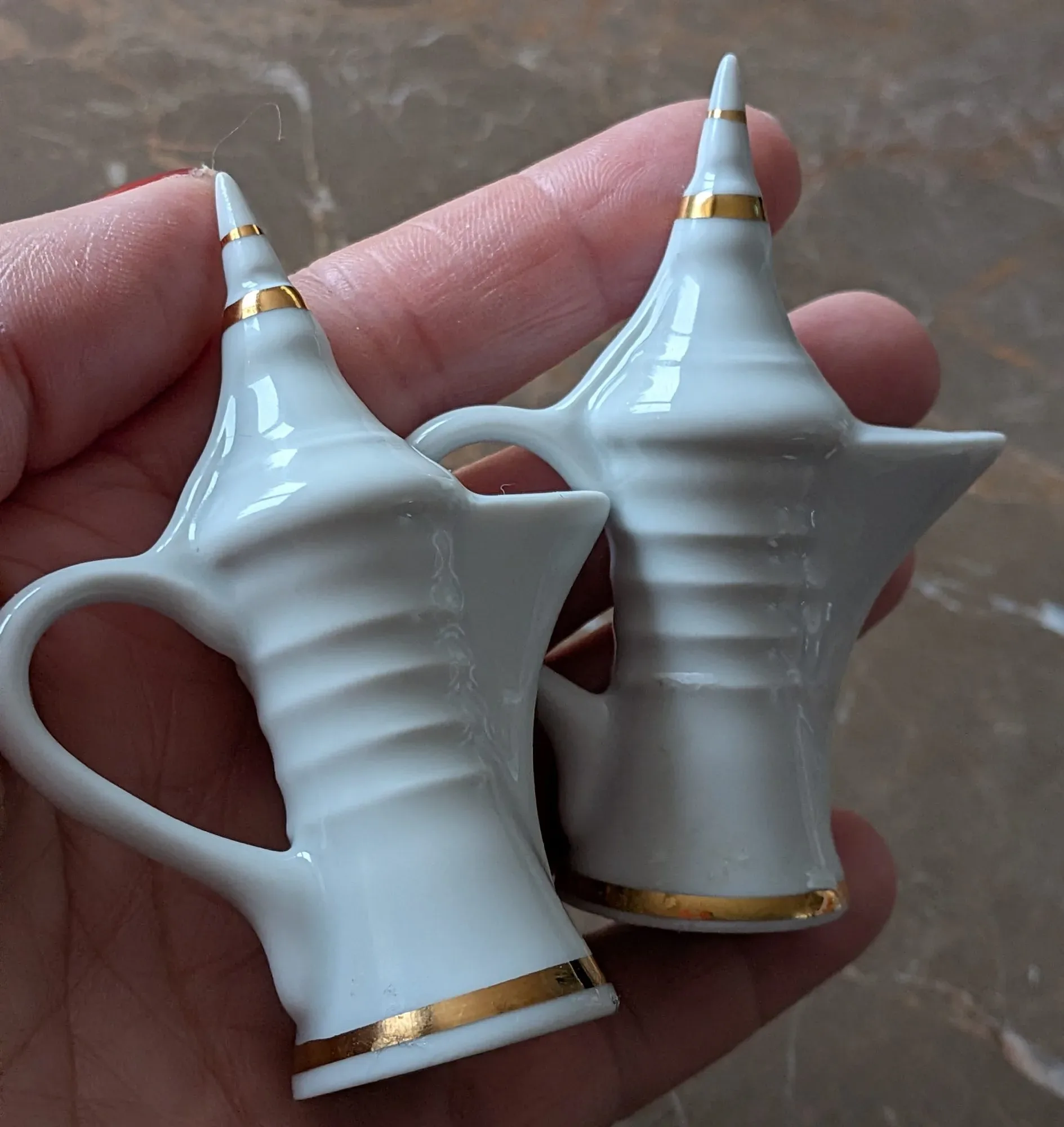 Elegant Limoges Salt & Pepper Shakers, Miniature Porcelain Jugs - Image 2