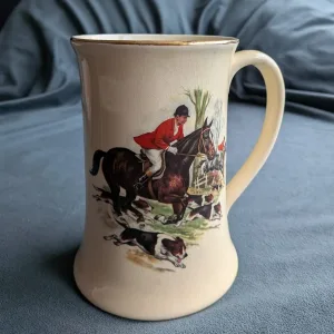 Vintage Mugg Crown Devon med Klassiskt Jaktmotiv